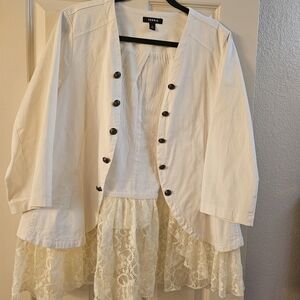 White Jacket with Lace Trim